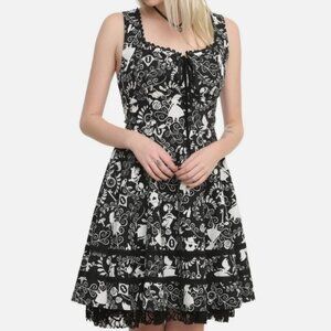 Disney Alice In Wonderland Icons Black Sleeveless Sweetheart Dress NWOT XS